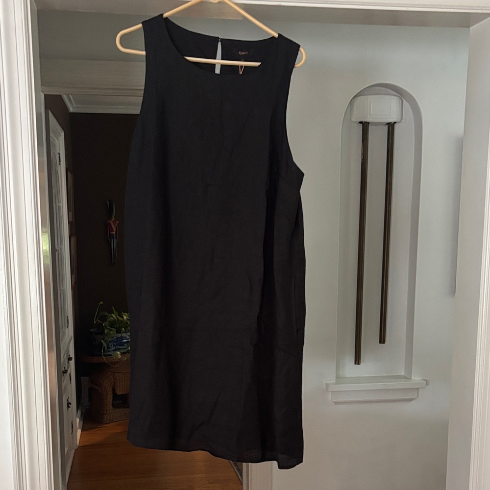 Quince 100% Linen Black Sleeveless Dress